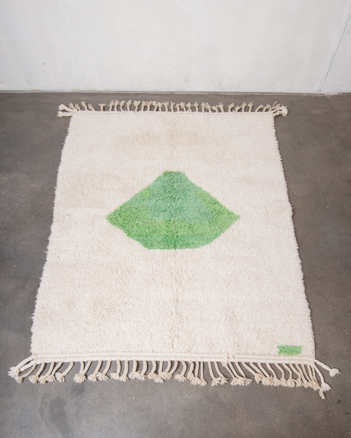Modern, designer, handcrafted Berber rug from Morocco. Beniourain carpet with beautiful colours and patterns and fluffy wool texture.
